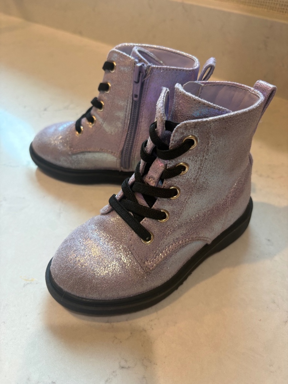 Metallic Purple Boots - Toddler